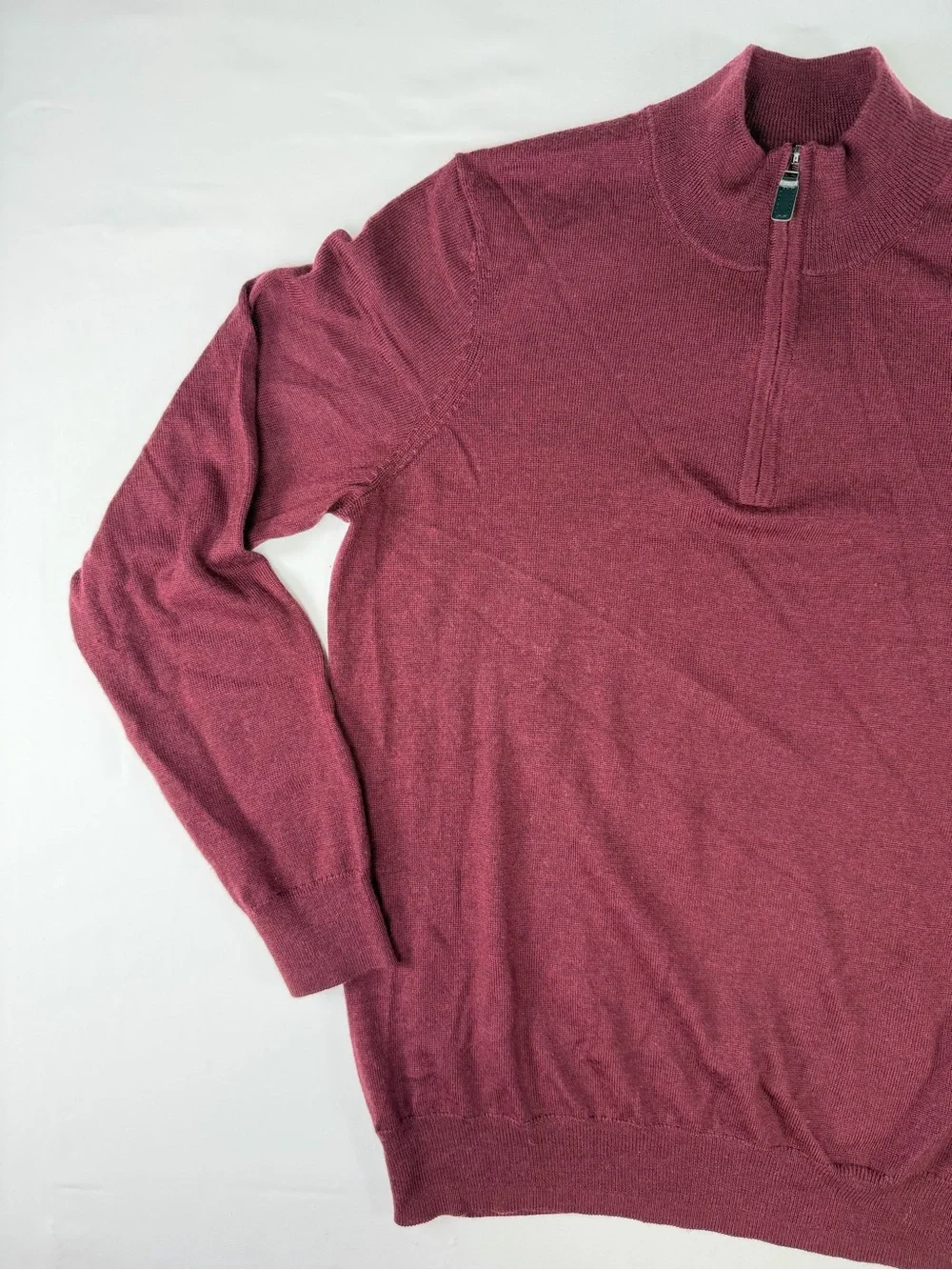 Jos. A. Bank Men's 1/4 Zip Mock Collar Sweater - Minimalist Style - Maroon M